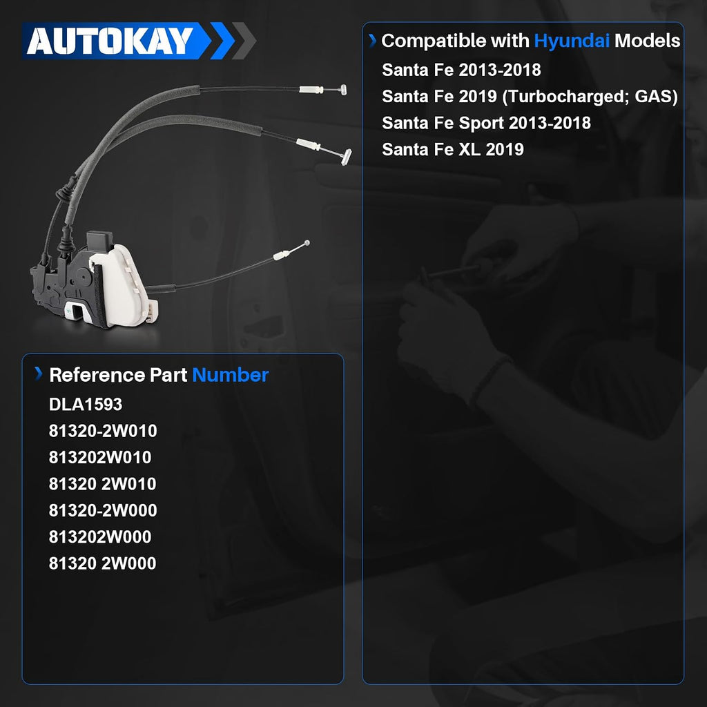 Kit de Serrures de Portes (4 pièces) - Hyundai Santa Fe / Santa Fe Sport 2013-2018 (81310-2W000 / 81320-2W000 / 81410-2W000 / 81420-2W000 )