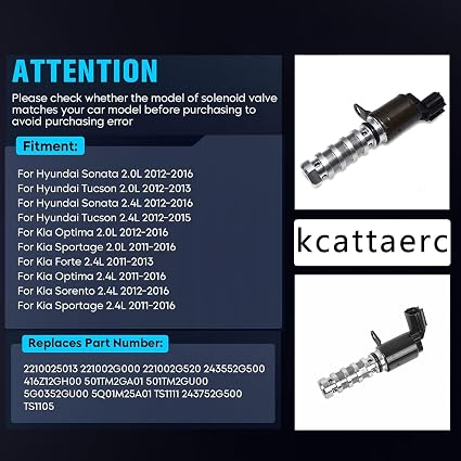 Pack Électrovannes de Distribution Variable VVT — Admission &amp; Échappement (24355-2G500 / 24375-2G500)