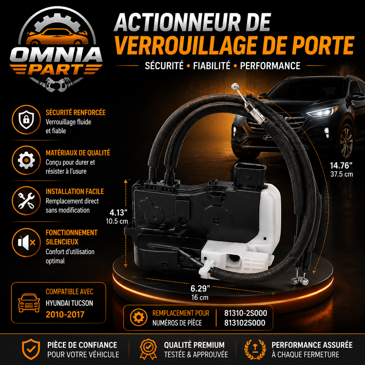 Kit de Serrures de Portes (4 pièces) - Hyundai Tucson / ix35 2009-2017 { 81310-2S000 / 81320-2S000 / 81410-2S000 / 81420-2S000 }
