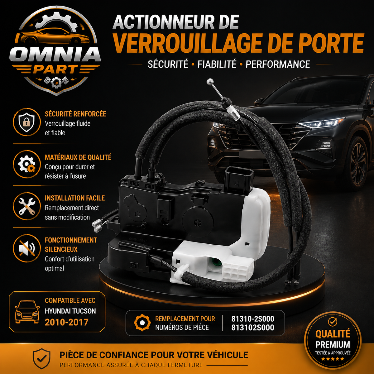 Kit de Serrures de Portes (4 pièces) - Hyundai Tucson / ix35 2009-2017 { 81310-2S000 / 81320-2S000 / 81410-2S000 / 81420-2S000 }