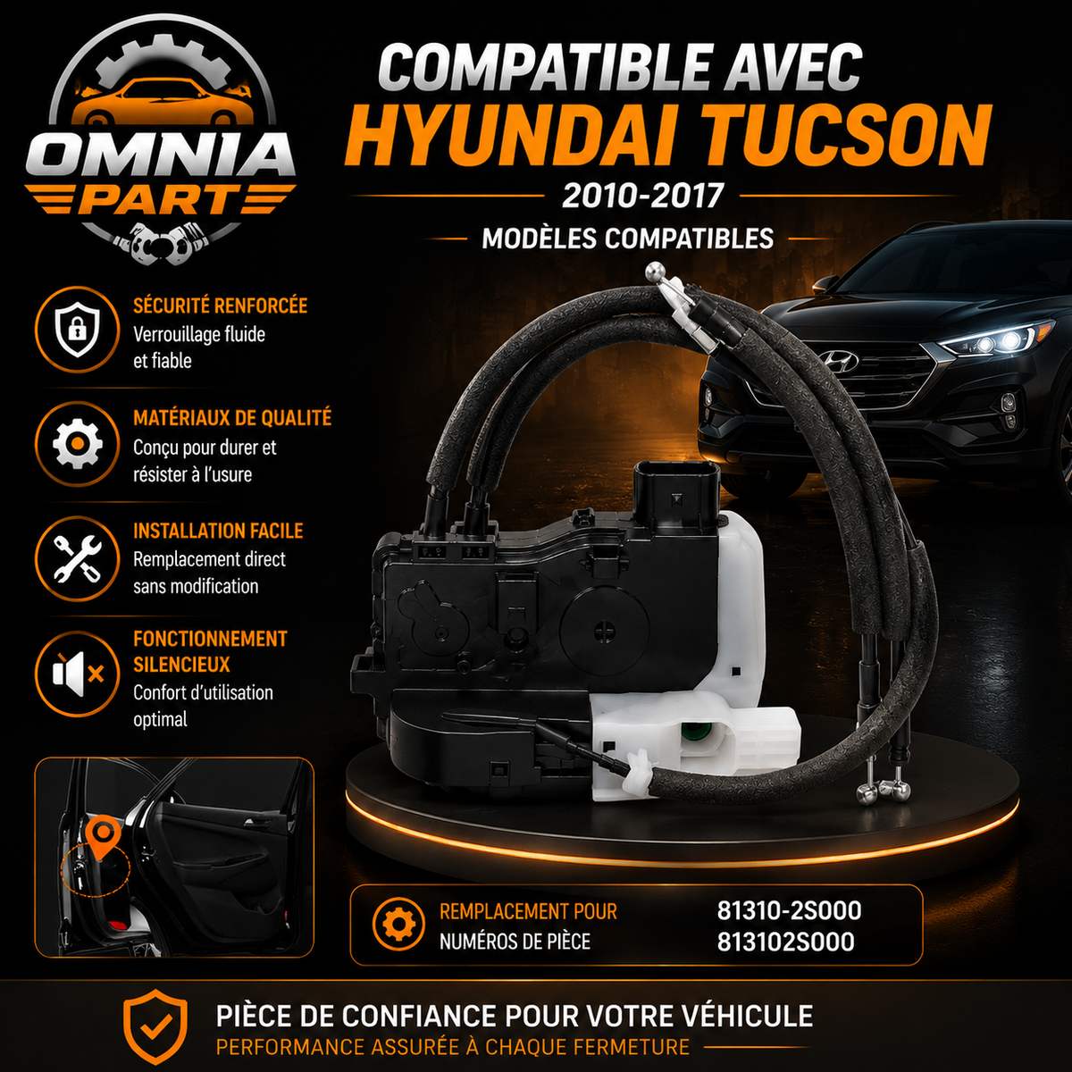 Kit de Serrures de Portes (4 pièces) - Hyundai Tucson / ix35 2009-2017 { 81310-2S000 / 81320-2S000 / 81410-2S000 / 81420-2S000 }
