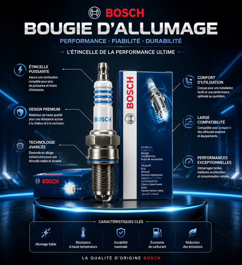 Bougie d'Allumage Double Platine — Bosch (Référence : FR8DPP33+ / 0242230500)