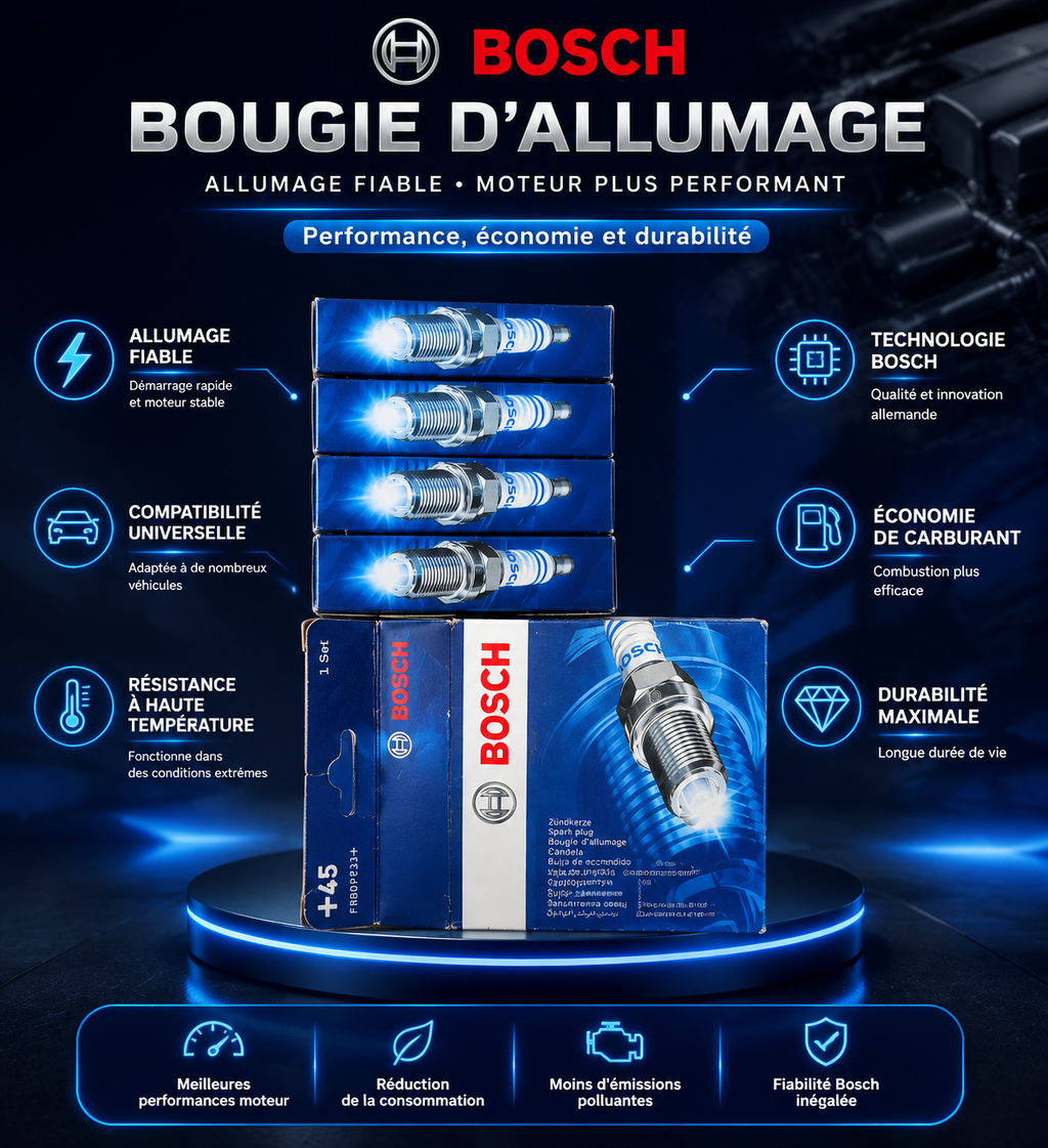 Bougie d'Allumage Double Platine — Bosch (Référence : FR8DPP33+ / 0242230500)