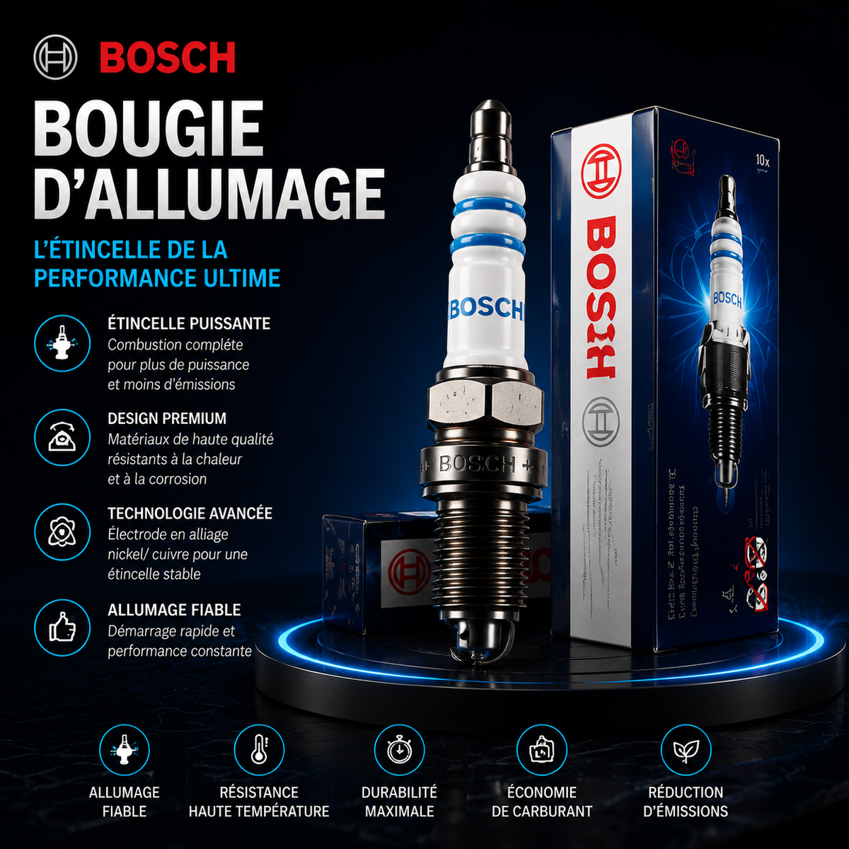 Bougie d'Allumage Double Platine — Bosch (Référence : FR7NPP332 / 0242236510)