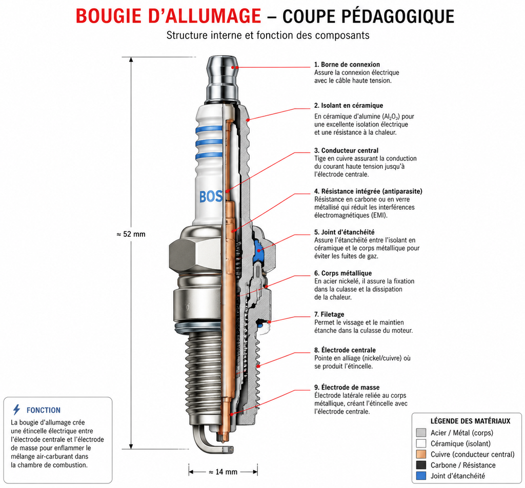 Bougie d'Allumage Double Platine — Bosch (Référence : FR8DPP33+ / 0242230500)